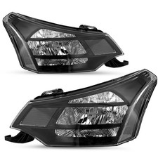 Headlight Assembly For 2008-2011 Focus Driver Passenger Black Clear Reflector