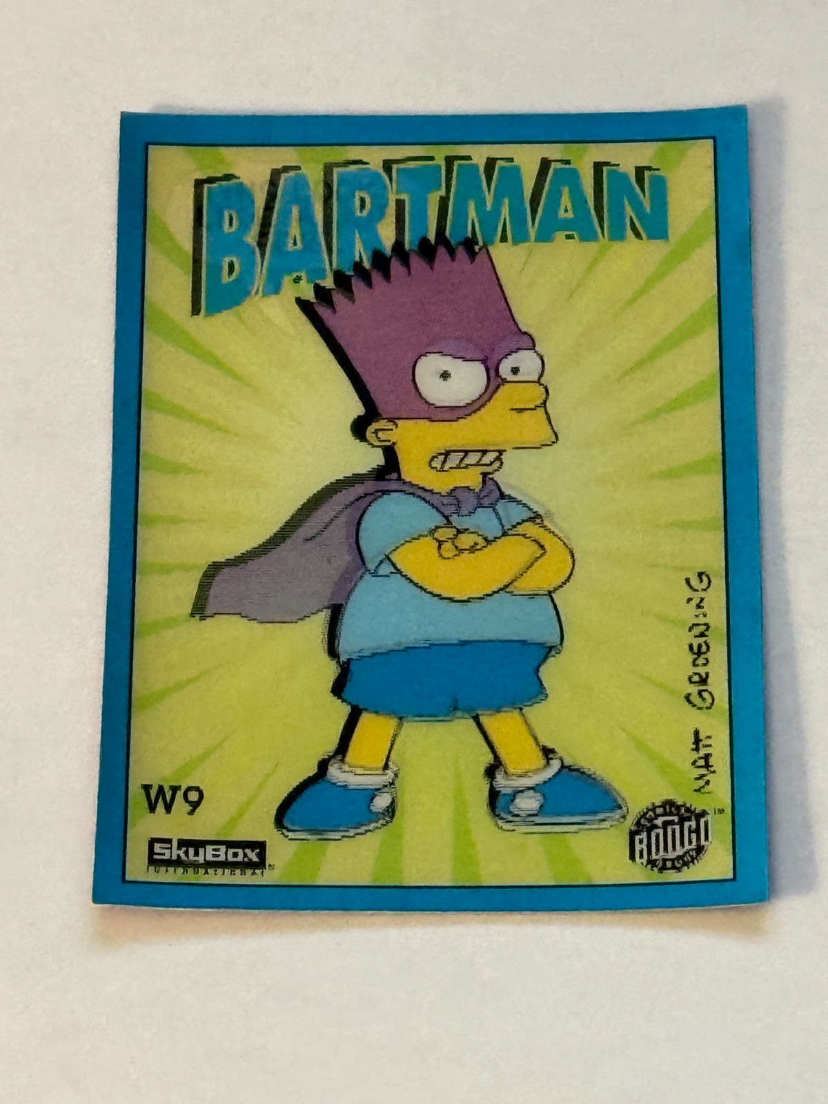 1993 Skybox The Simpsons Wiggle Insert #W9 BARTMAN, BART SIMPSON Nice shape!