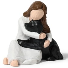 Girl Hugging Dog Figurine, Pet Loss Memorial Statue for Dog Lovers, Hamdmade ...