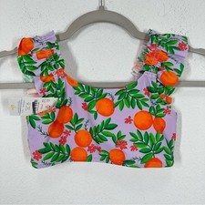 J. Crew Crewcuts Girls' printed oranges ruffle bikini Top Purple Orange Size 8