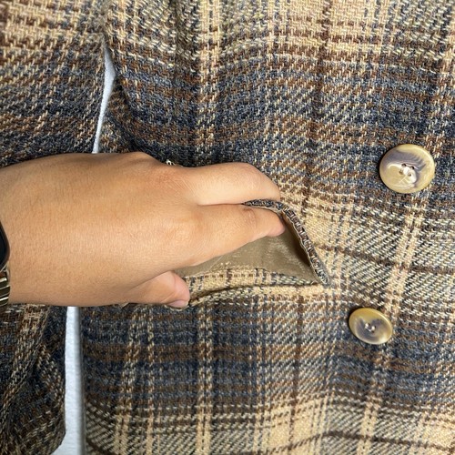 Casual Corner Damen Blazer Größe Petite 4P braun kariert Wolle Vintage gefüttert - Bild 14 von 15