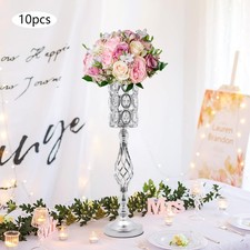 10Pcs Metal Wedding Table Centerpieces Crystal Flower Vase Stand Party Decor