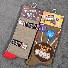 Tootsie Roll  Pops Crew 2 Pair Socks Novelty Design Adult One Size Fun Crazy