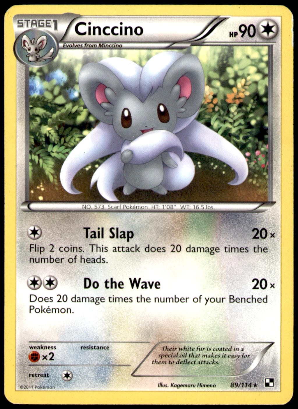 Cinccino 89/114 Rare Black & White Pokemon Heavily Played