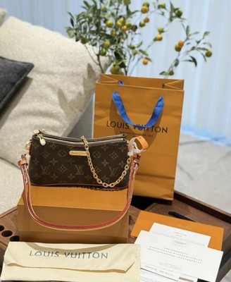 Louis Vuitton Monogram Small Brown Shoulder Bag Chain Strap Zip w/ Box