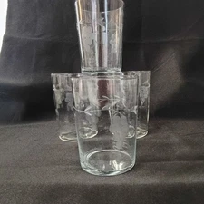 Set 3 Vintage Etched Princess House Drinking/Juice Glasses Tumbler Grape Design