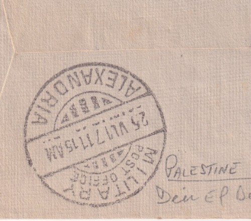 WW1 Army Post Office SZ 14 Palestine to BASE APO Z & Alexandria Military P.O. - Bild 5 von 7
