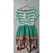 Sucrefas XXL New with Tags Striped Cityscape Fit and Flare Dress