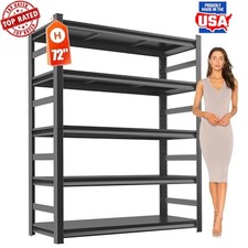 Heavy Duty 5-Tier Metal Shelving Unit Adjustable Storage Rack Tool Free Assembly