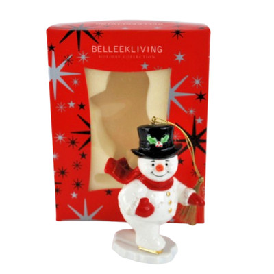 Belleek Living Holiday Collection Schneemann Eislaufen #7305 verpackt Weihnachten