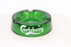 1960's Advertising Carlsberg Beer Ashtray, Emerald Green Glass Round, Retro — photo 1