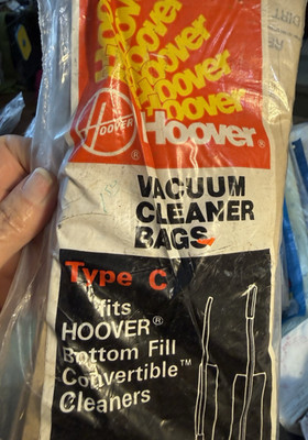 Vintage pkg Hoover Type C Disposable Paper Vacuum Cleaner Bags Bottom Fill conv