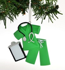 Scrubs Green Personalized Christmas Tree Ornament