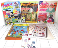 Plastic Canvas World Crafts Patterns Lot 1990s Decor Magnet Coaster Gifts Vtg Q5