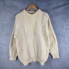 Blarney Woollen Mills Sweater Mens Medium Aran Fisherman Cable Knit Wool Ireland