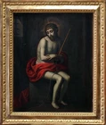 Antique oil on panel. Christ Crowned, Spain, Sevillian School 1650–1680