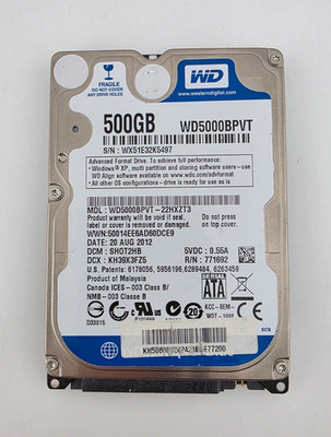 Western Digital WD Scorpio Blue WD5000BPVT 500 GB HDD 2,5'' SATA #048 SMART gut