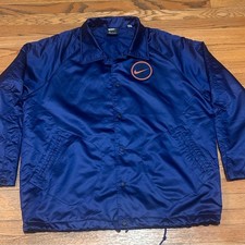 Nike Air Force One Coach Giacca di Raso, Blu/Oro, Taglia XL