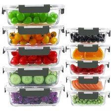 KAMOTA Glass Food Storage Containers, 10 Pack Glass Meal Prep Conta... Fast Ship