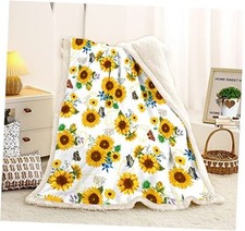 Sunflower Blanket Sunflower Gifts for Women Throw 50"x 60" White