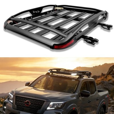 For Nissan Frontier 50'' x 38'' Roof Rack Basket Cargo Carrier + 2x Cross Bars LED