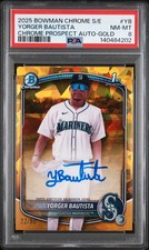2025 BOWMAN CHROME SAPPHIRE GOLD REFRACTOR AUTO #YB YORGER BAUTISTA 22/50 PSA 8