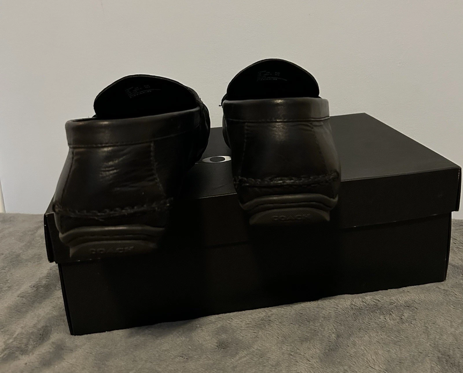 Scarpe eleganti mocassino Coach Mott Driver FG2984 in pelle nera da uomo taglia 11D usate in ottime condizioni