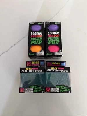 2x Teeny Needo Funky Pup 2x Needoh Nice Cube, Glitter & Glow - Bild 1 von 4