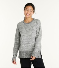 LL Bean Women's XL REG Cozy Sweatshirt Split Hem Gray Marled Thumbholes
