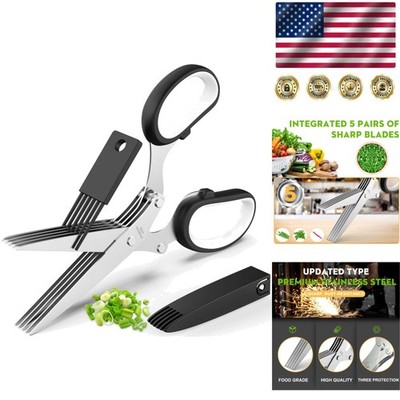 Compact Stainless Steel Herb Shears With Cleaning Comb   Perfect Gift for Cooks