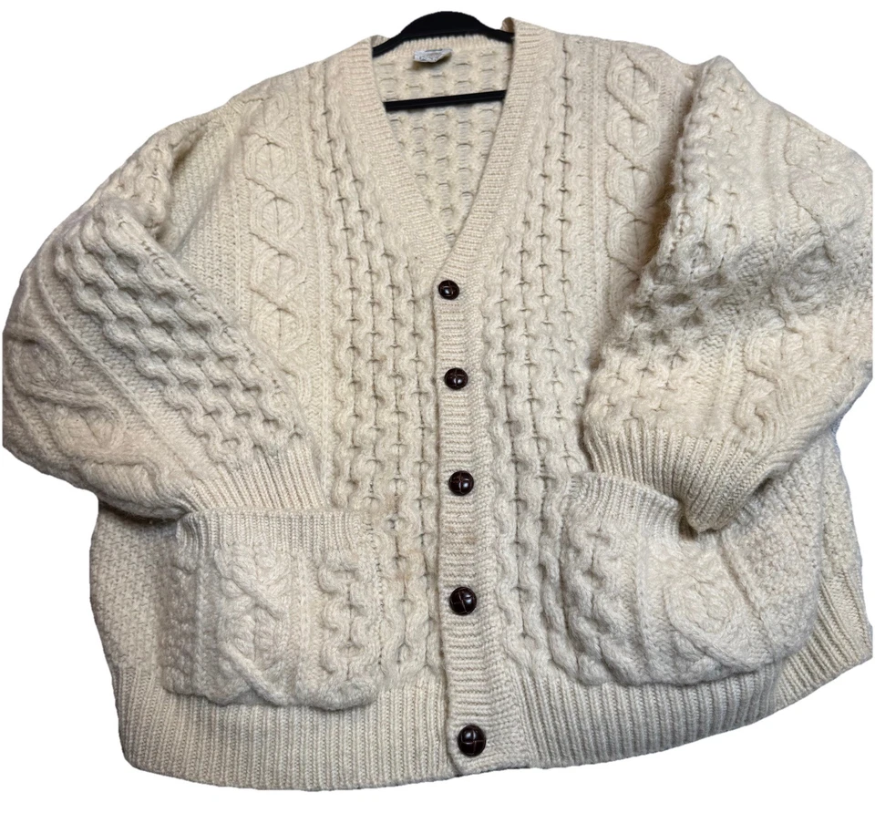 Cárdigan Suéter Bonner Of Ireland Pescador Tejido con Cable Hombre’s Grande Natural Foto 4 de 4