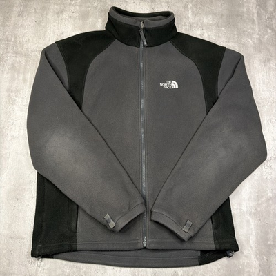 #ad North Face Jacket Mens Medium Black Gray Fleece Full Zip Up Sweater Two Toned $21.21