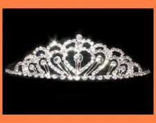 PETITE CLEAR RHINESTONE TIARA COMB CROWN BRIDAL PARTY WEDDING PROM H669 SILVER