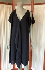 Adrianna Papell Black Shift Dress V- Neck with Front Ruffle Size 20W