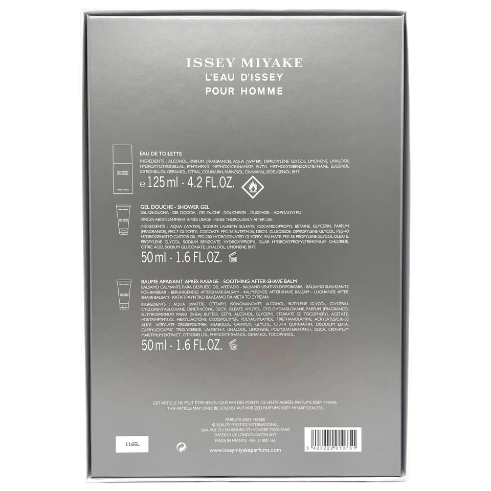 Juego de 3 piezas Issey Miyake L'Eau D'Issey para hombre (4,2 oz EDT + 1,6 oz gel + bálsamo A/S) Foto 3 de 3