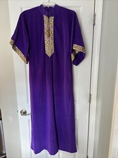 Vintage Janet Lynn Purple Short Sleeved Robe Medium Caftan Groovy