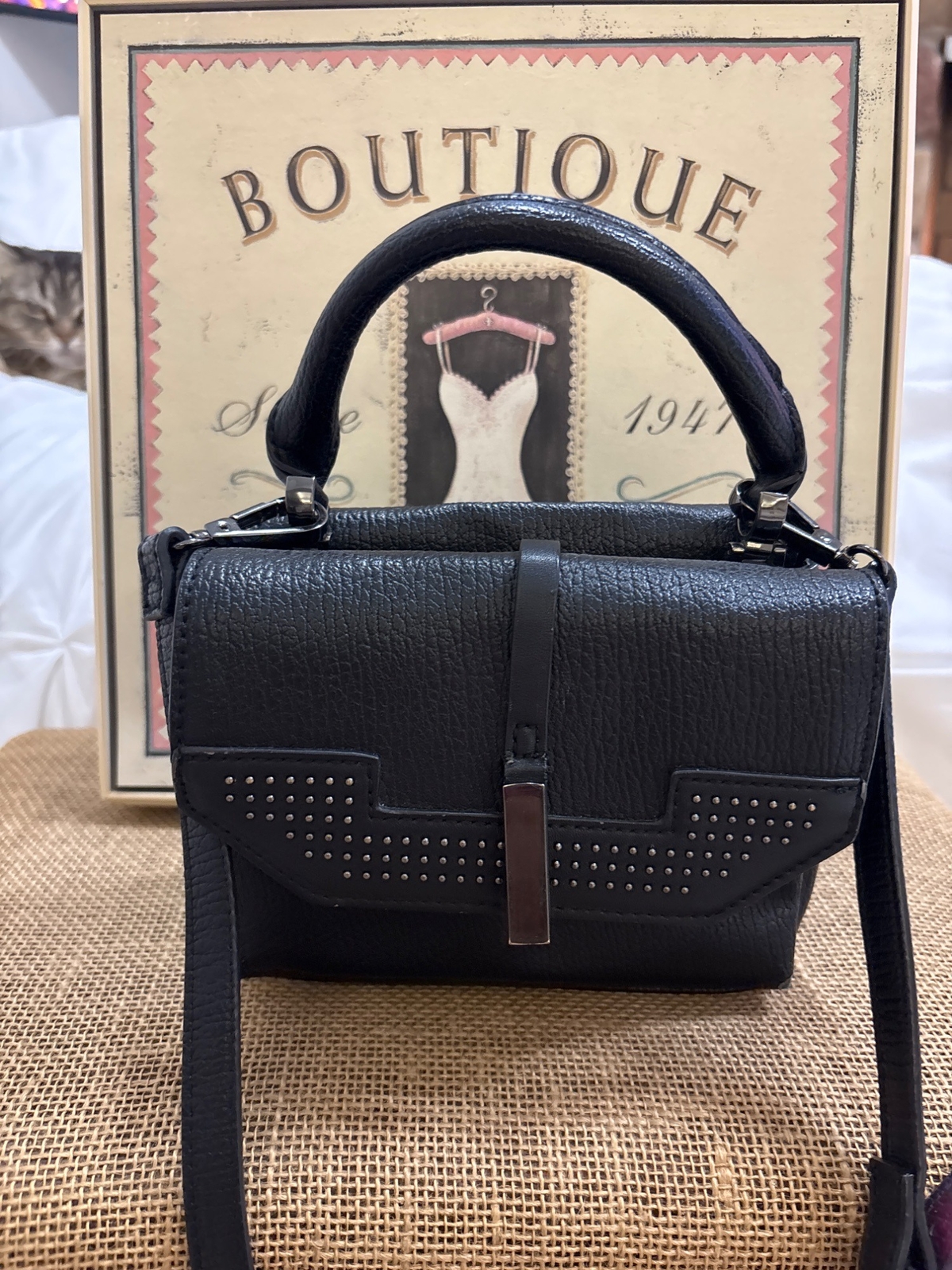 Danielle Nicole Black Faux Leather Small Studded … - image 11