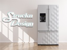 3D Look White Squares Lines Angles Fridge Freezer Wrap Side Door Vinyl Decal