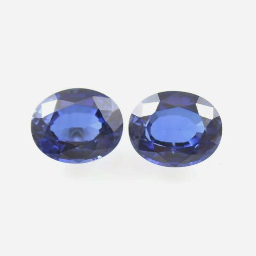 Natural Flawless Ceylon Royal Blue Sapphire Loose Oval Gemstone Cut Pair 12x10mm