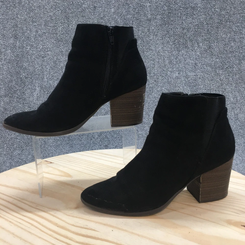 Lauren Conrad Botines Mujer 8.5M Negro Adelynn Puntera Almendra Tacón Bloque Gamuza Foto 3 de 4