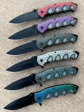 (WHOLESALE LOT x 12) ElitEdge 3D Printed Design Spring Pocket Knife - A65