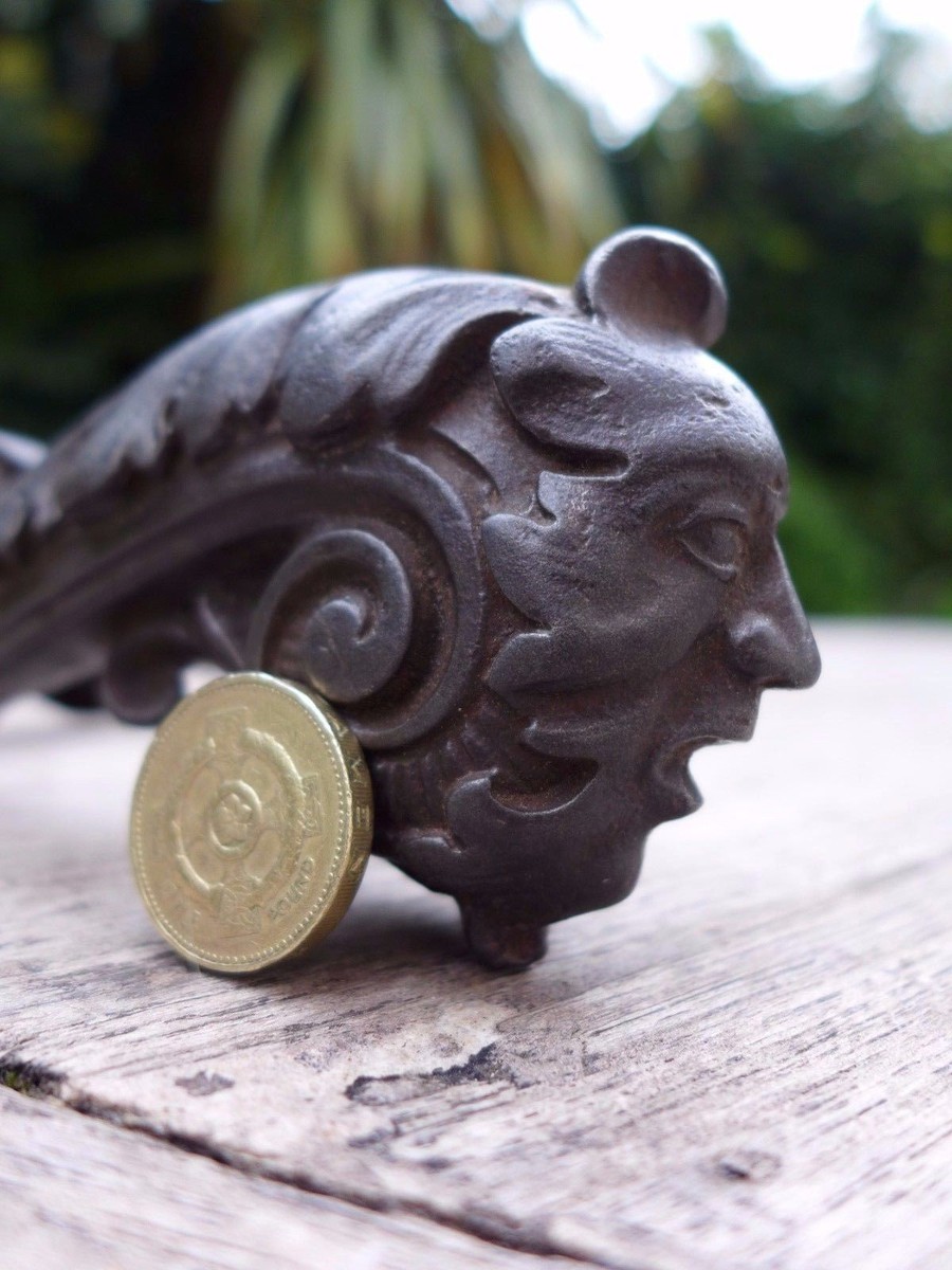 Poignée De Porte à Levier Antique - Design Tête Humaine, Pièce D'histoire Unique