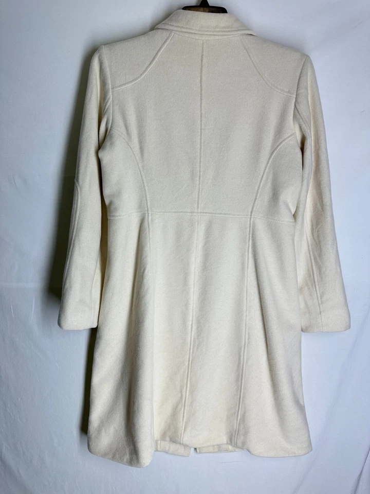 Gabardina KENNETH COLE REACTION Marfil Mezcla Lana Largo Medio Chaquetón Talla 12 Foto 2 de 4