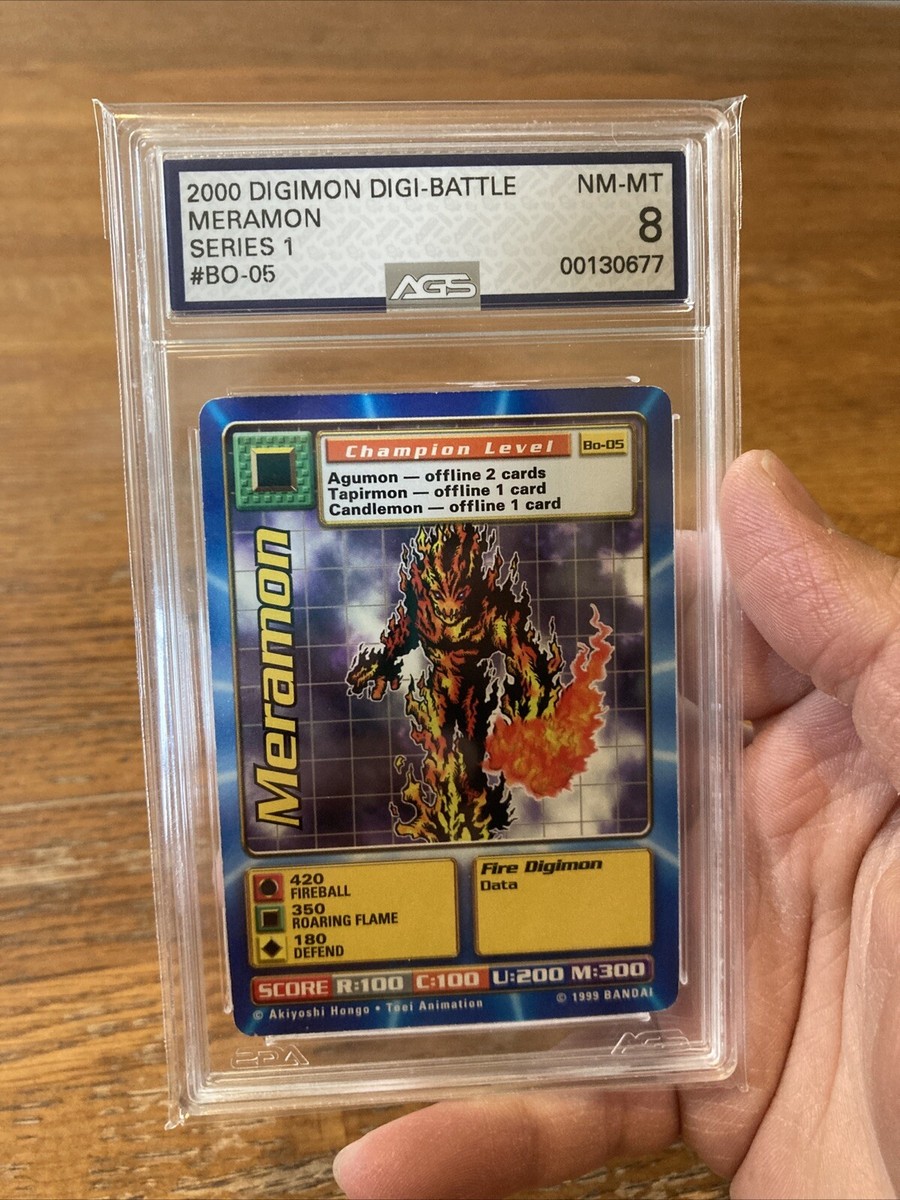 Meramon BO-05 Digimon Digi Battle Series 1 Card Bandai Graded 8 NM-MT AGS  Grade