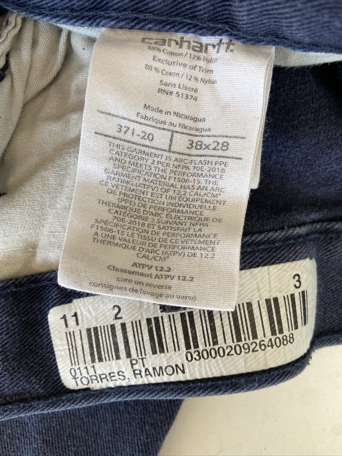 Carhartt FR 38x28 Flame Resistant Navy Blue Work Pants 37120 Mechanic/Welder eBay