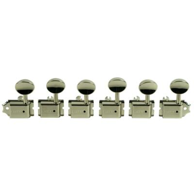 Kluson  Lefty Deluxe Tuners, Single Line, SafeTi Post, Nickel, Oval Metal Btns