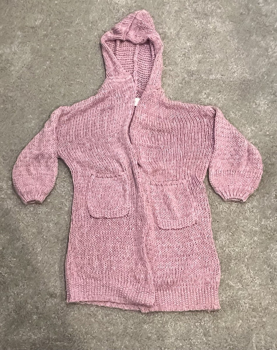 Free People Crochet Jacket Long Pockets Hood Petite XS I4