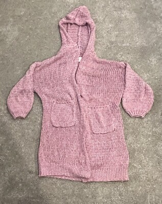 Free People Crochet Jacket Long Pockets Hood Petite XS I4