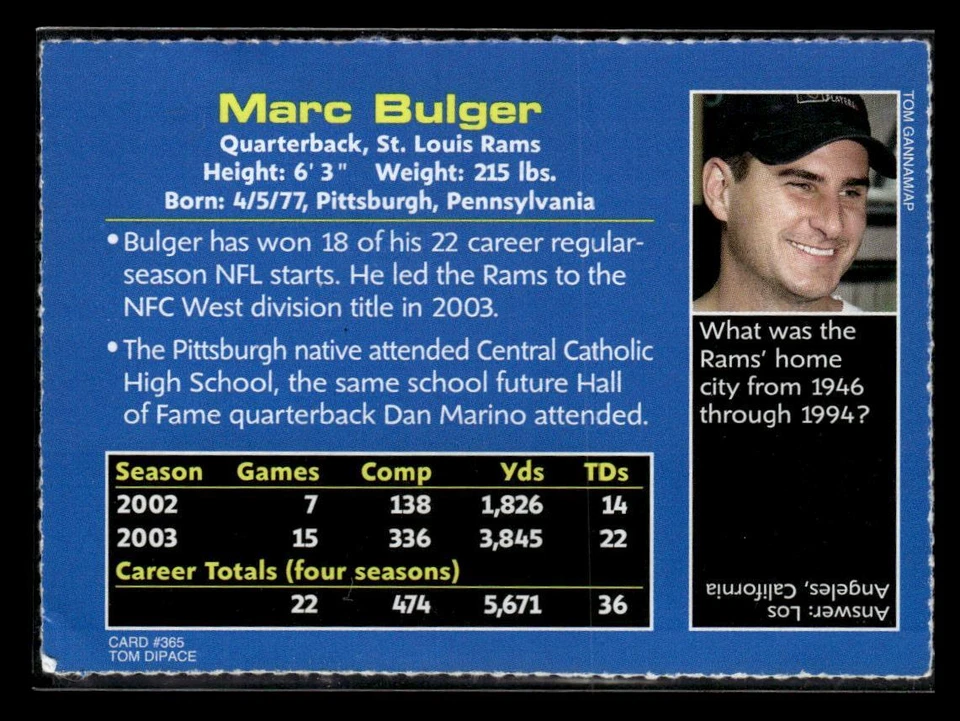 2004 Sports Illustrated for Kids #365 Marc Bulger IN PERSON AUTO! - Image 2 of 2