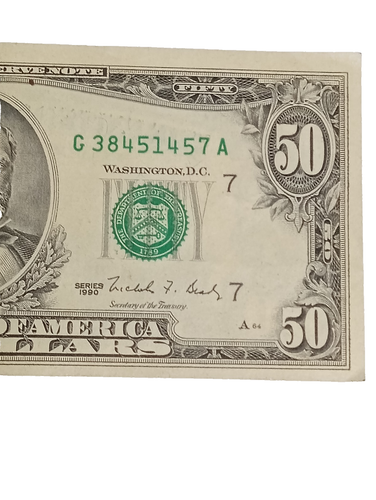 1990 50 Dollar Federal Reserve Note No G 38451457 A Free Priority S/H - Picture 3 of 5
